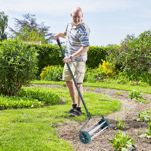 18-Inch Rolling Lawn Aerator (with Non-Slip Handle and Aeration Spikes)