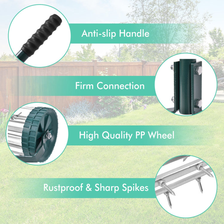 18-Inch Rolling Lawn Aerator (with Non-Slip Handle and Aeration Spikes)