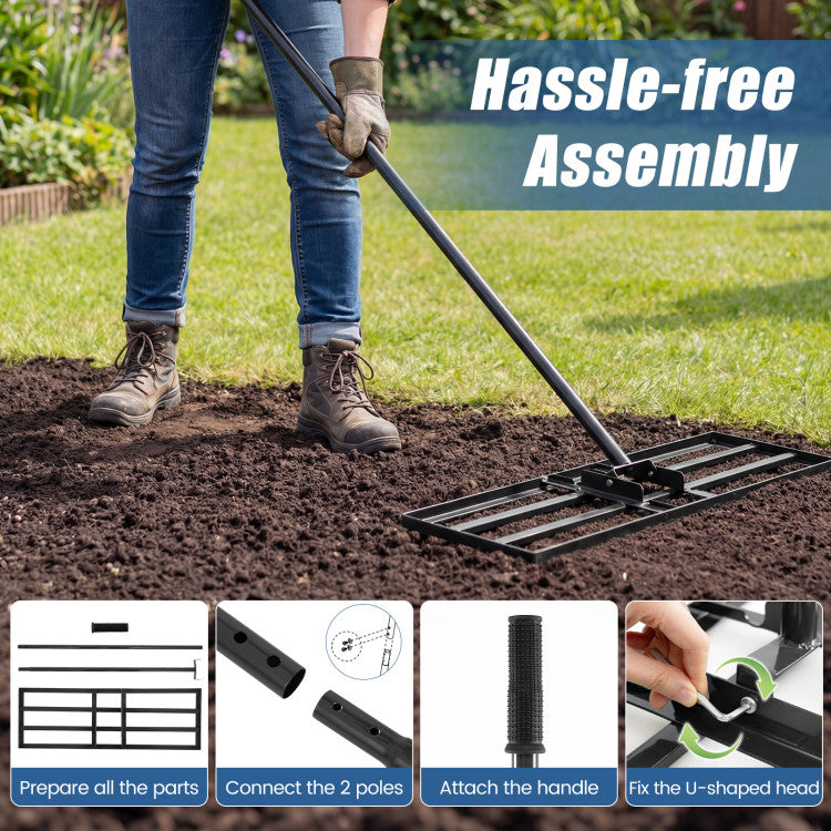 30 x 10-Inch Heavy-Duty Lawn Leveling Tool (with 69-Inch Handle)