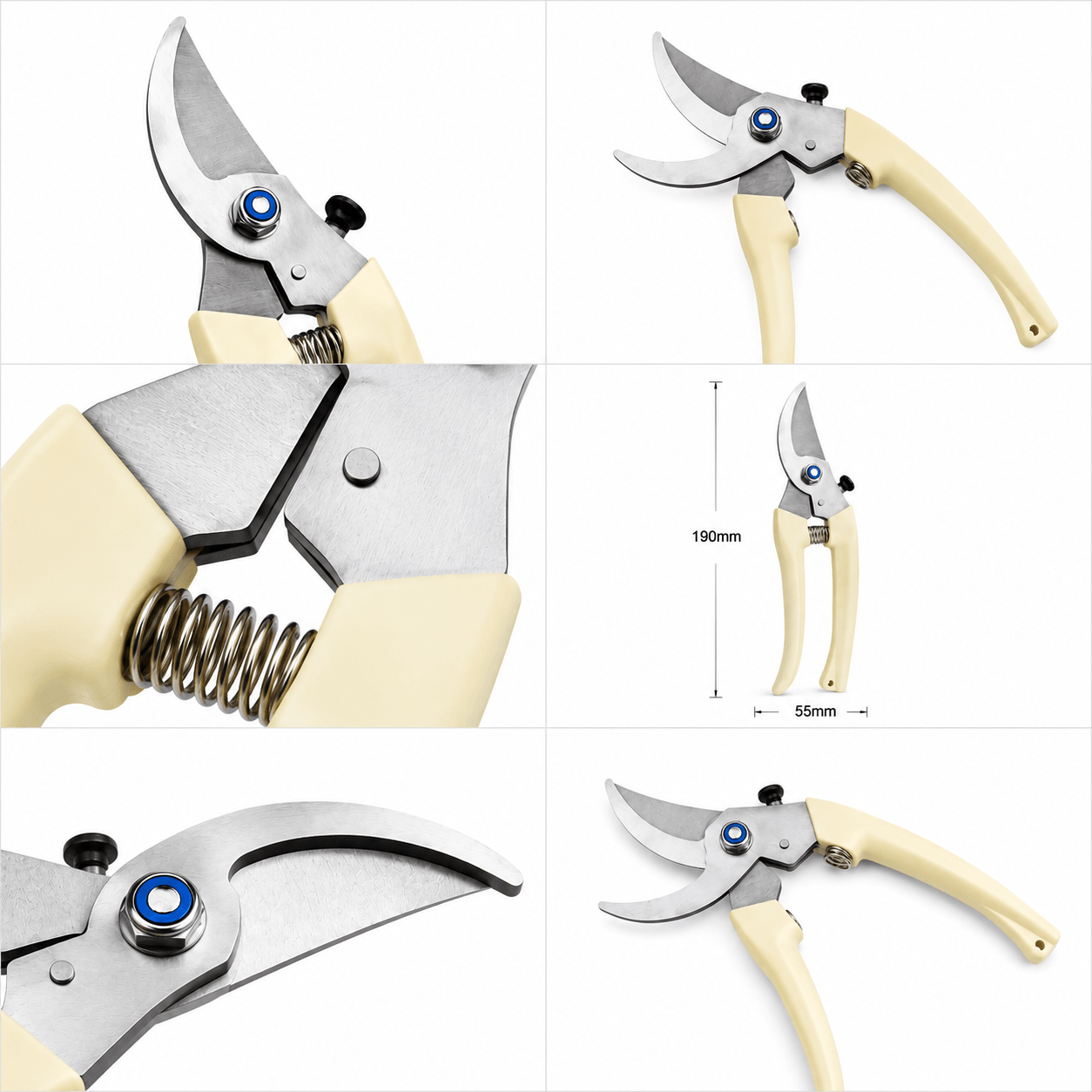 Gardening Scissors Pruning Shears, Off-white Handle, Stainless Steel Blades, for Pruning Branches